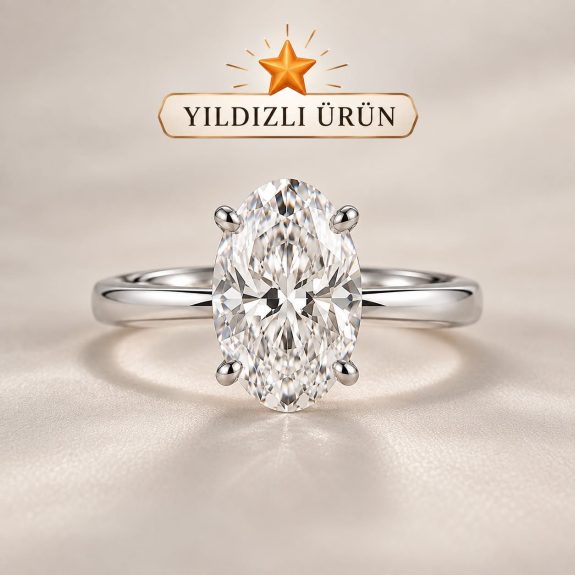 1.50 Karat G SI2 HRD/GIA Sertifikalı Oval Kesim Tektaş Yüzük