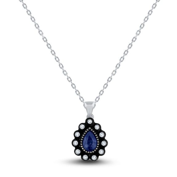 0.56 Karat IDL Sertifikalı Tasarım Elmas Safir Kolye