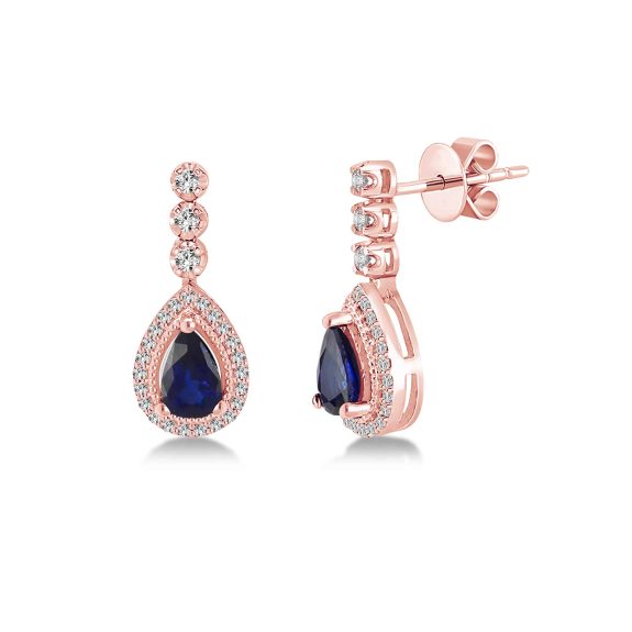 0.80 Karat IDL Sertifikalı Safir Pırlanta Küpe