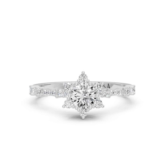 0.90 Karat IDL SERTİFİKALI Lotus Model  Pırlantalı Yüzük