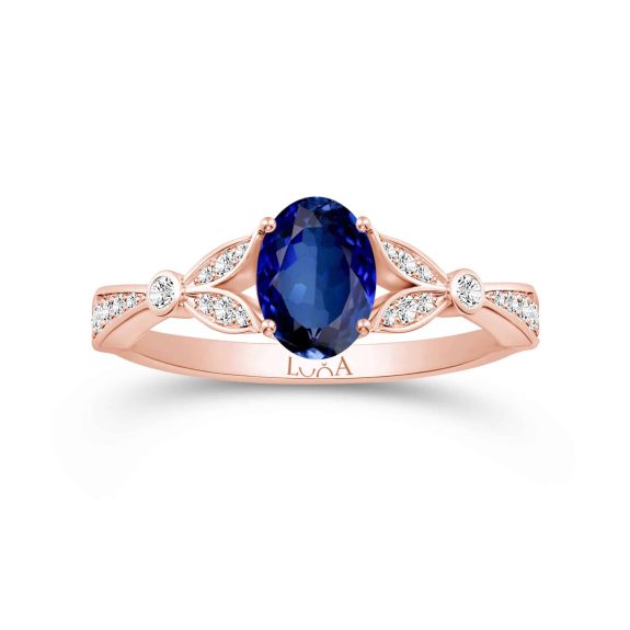 1.10 Karat IDL SERTİFİKALI Pırlantalı Safir Yüzük