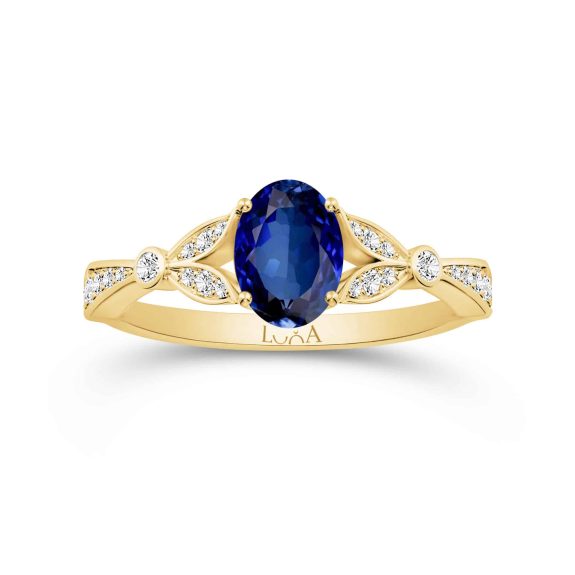 1.10 Karat IDL SERTİFİKALI Pırlantalı Safir Yüzük