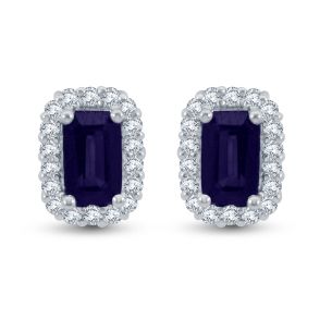 0.92 Karat IDL Sertifikalı Pırlanta Safir Küpe