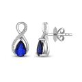 0.70 Karat Pırlantalı Safir Küpe
