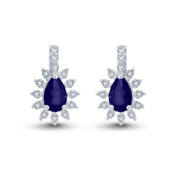 0.92 Karat IDL Sertifikalı Pırlantalı Safir Küpe