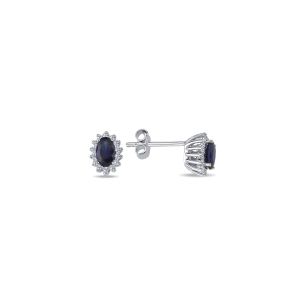 1.02 Karat Pırlantalı Safir Küpe