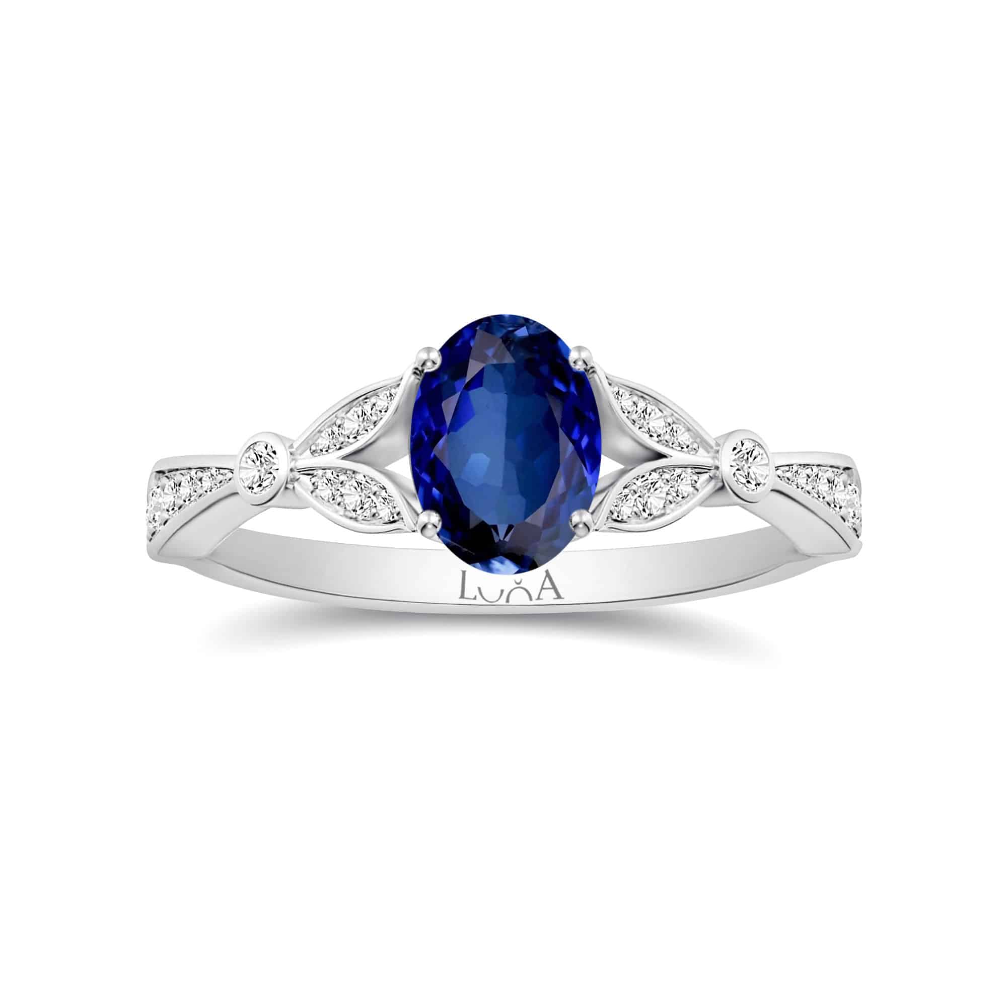 1.10 Karat IDL SERTİFİKALI Pırlantalı Safir Yüzük