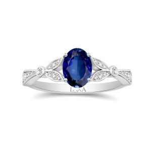 1.10 Karat IDL SERTİFİKALI Pırlantalı Safir Yüzük