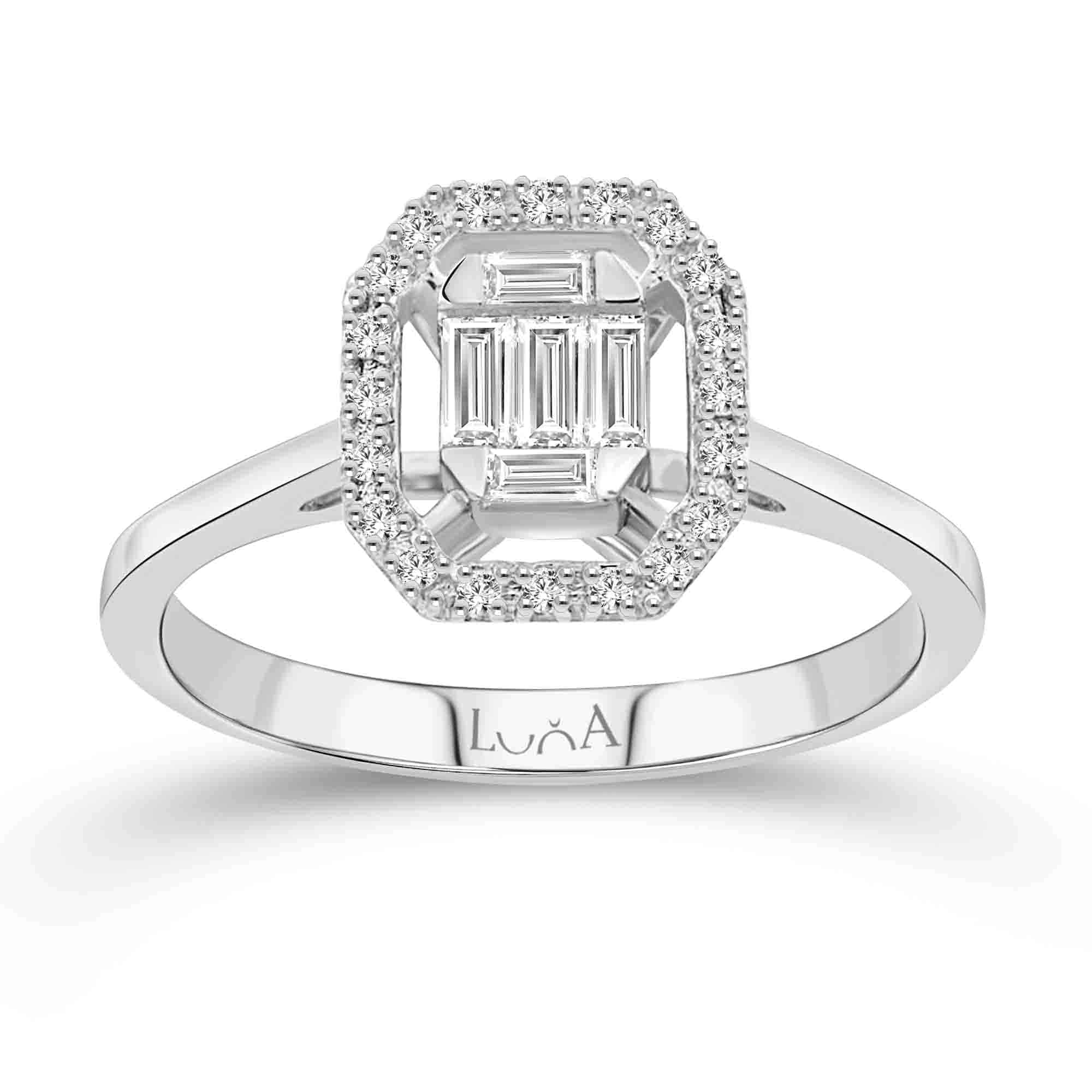 0.18 Karat Pırlanta Baget Yüzük