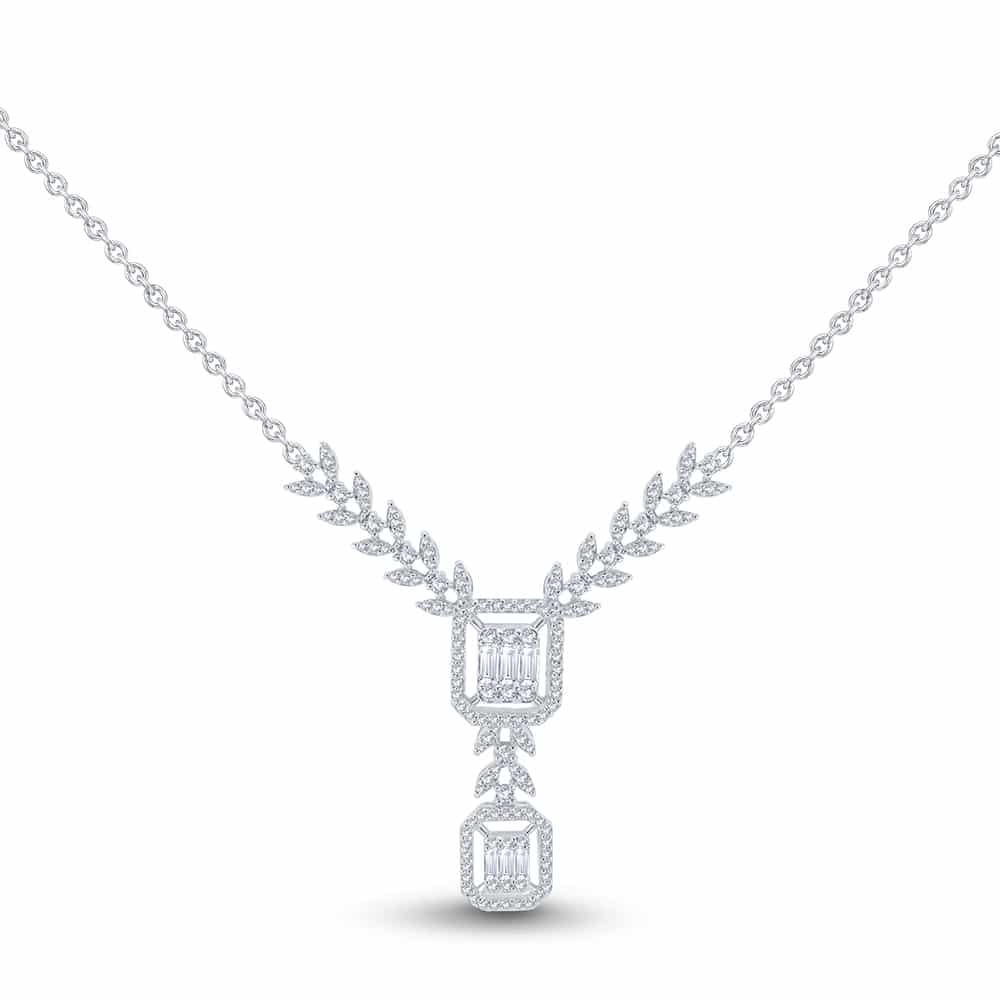 0.91 Karat IDL Sertifikalı Tasarım Pırlanta Baget Kolye