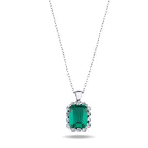1.74 Karat Pırlantalı Zümrüt Kolye