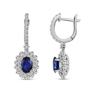 3.00 Karat Pırlantalı Safir Küpe