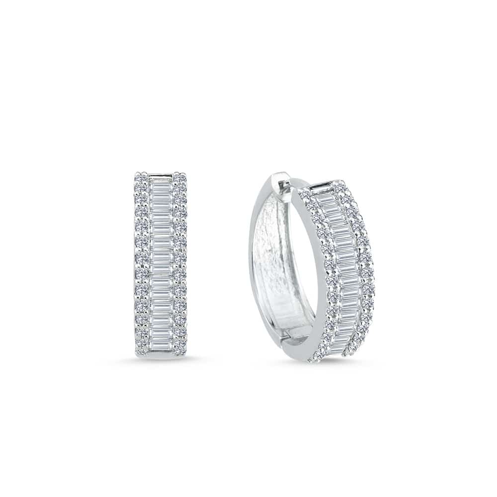 1.28 Karat IDL Sertifikalı Pırlanta Baget Küpe