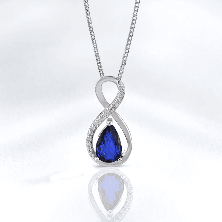 0.54 Karat IDL Sertifikalı Pırlantalı Safir Kolye
