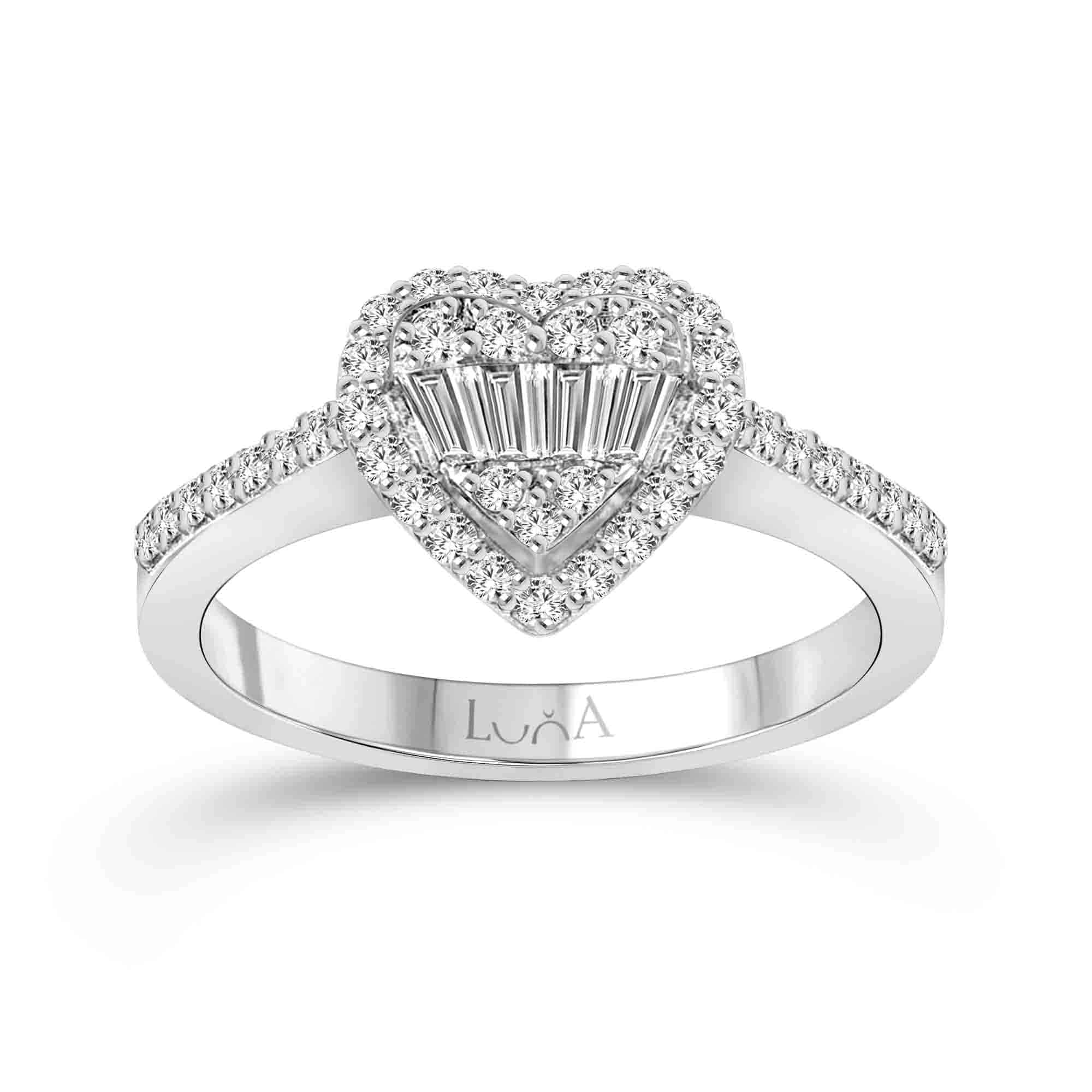 0.30 Karat Kalp Baget Pırlanta Yüzük