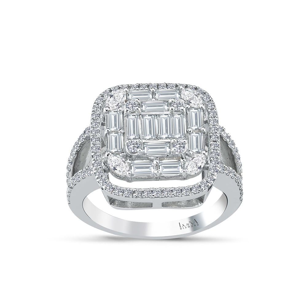 1.64 Karat IDL Sertifikalı Tasarım Pırlanta Baget Yüzük