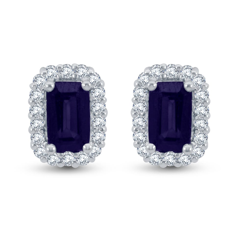 0.92 Karat IDL Sertifikalı Pırlanta Safir Küpe