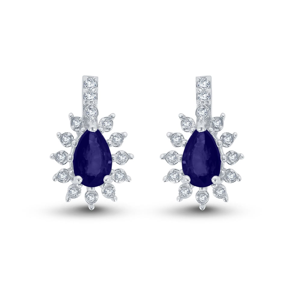 0.92 Karat IDL Sertifikalı Pırlantalı Safir Küpe