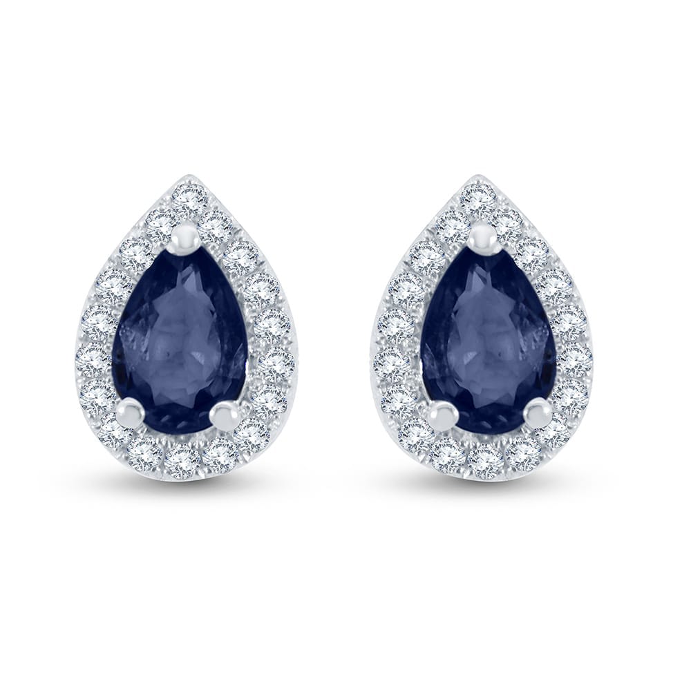 0.65 Karat IDL Sertifikalı Pırlanta Damla Safir Küpe