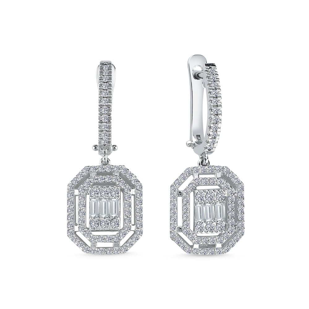 1.02 Karat IDL Sertifikalı Pırlanta Baget Küpe