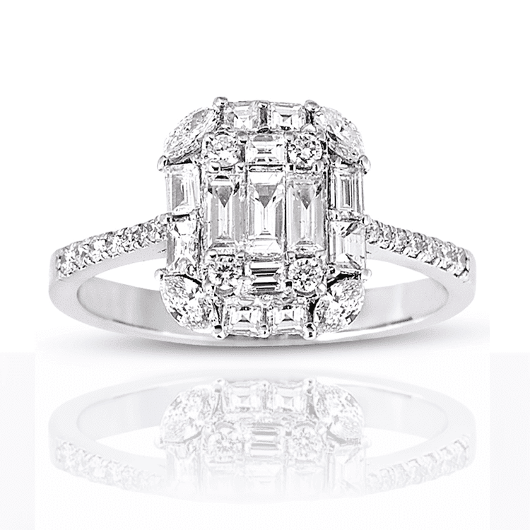 0,52 Karat IDL Sertifikalı Pırlanta Baget Yüzük