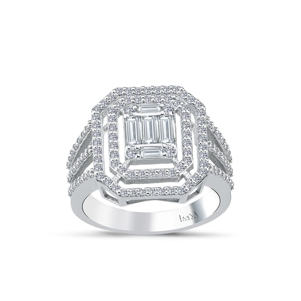 0.82 Karat IDL Sertifikalı Pırlanta Baget Yüzük